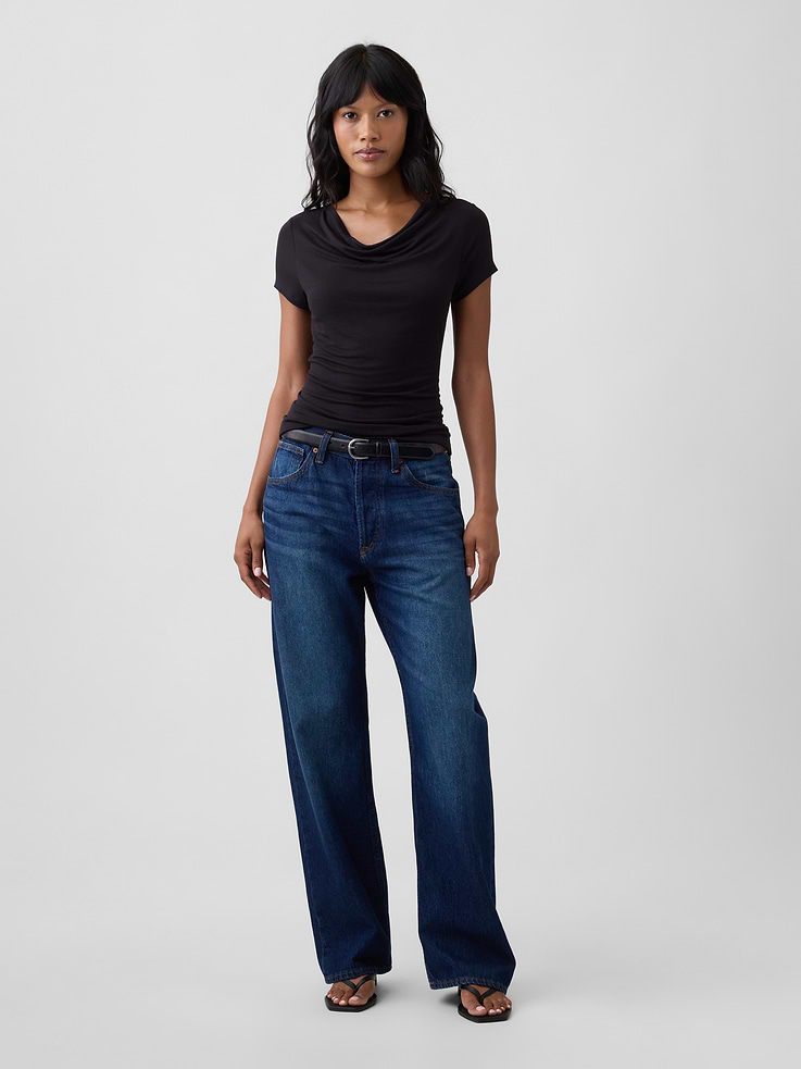 Image 3 of 5, Stretch Jersey Cowl-Neck Top