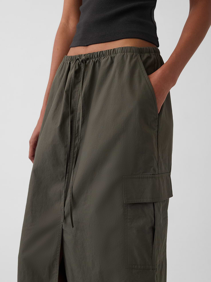 Image number 5 showing, Poplin Easy Cargo Maxi Skirt