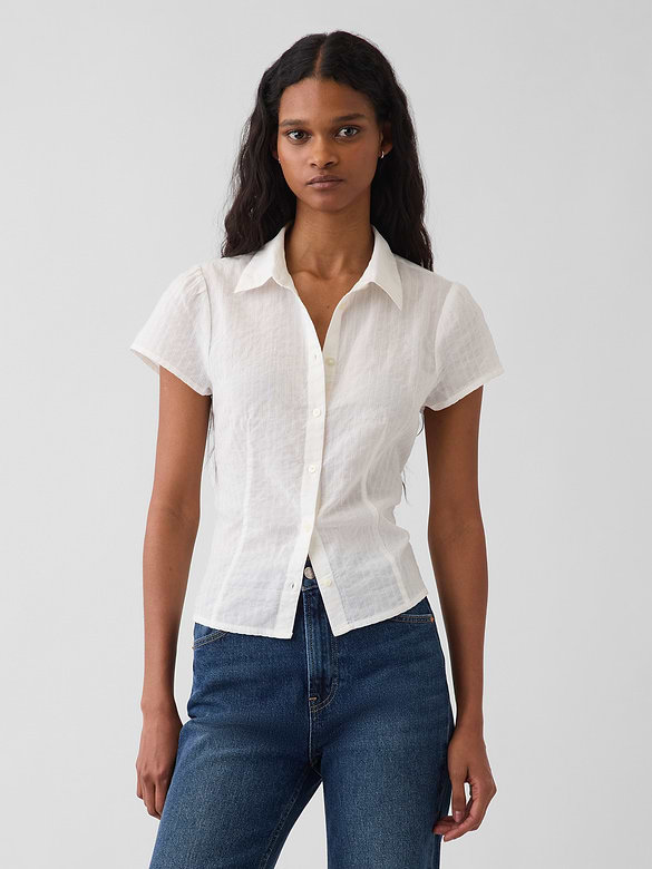Fitted Cap-Sleeve Shirt