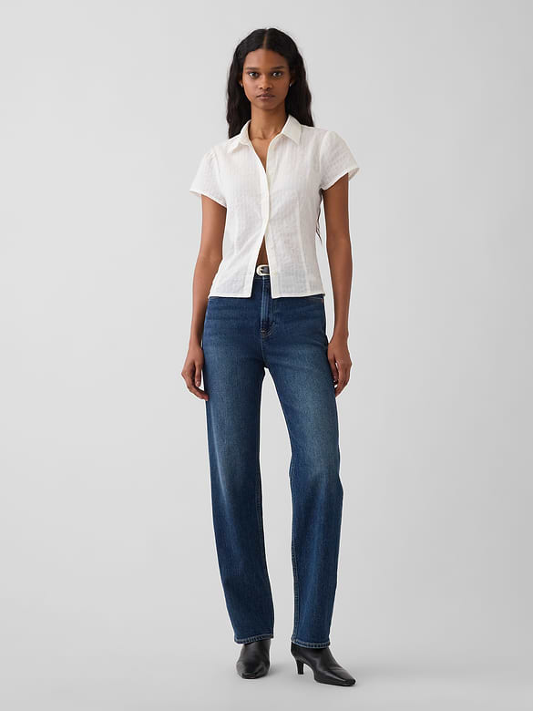 Fitted Cap-Sleeve Shirt
