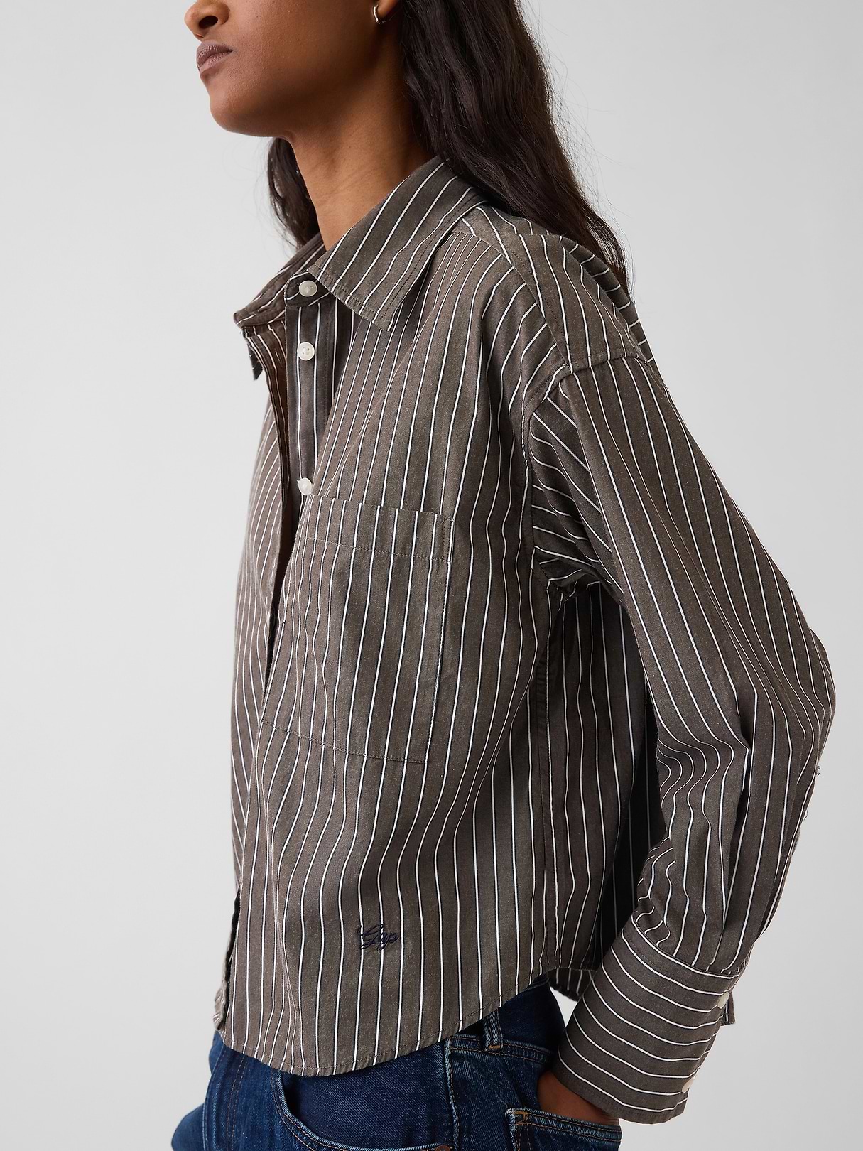 Organic Cotton Poplin Oversized Crop Shirt | Gap