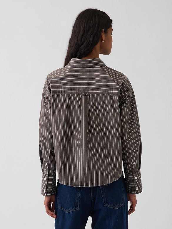 Organic Cotton Poplin Oversized Crop Shirt