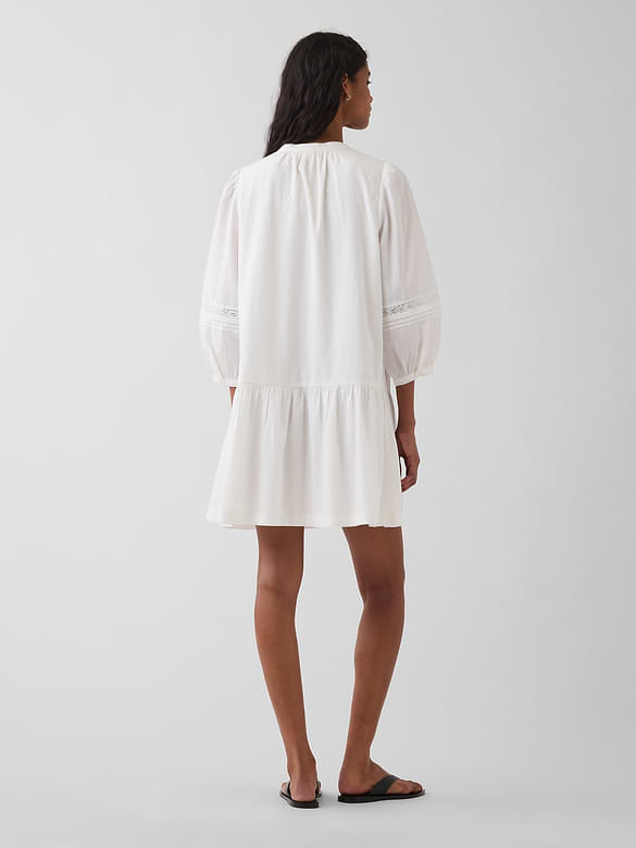 Lace-Trim Drop-Waist Mini Dress