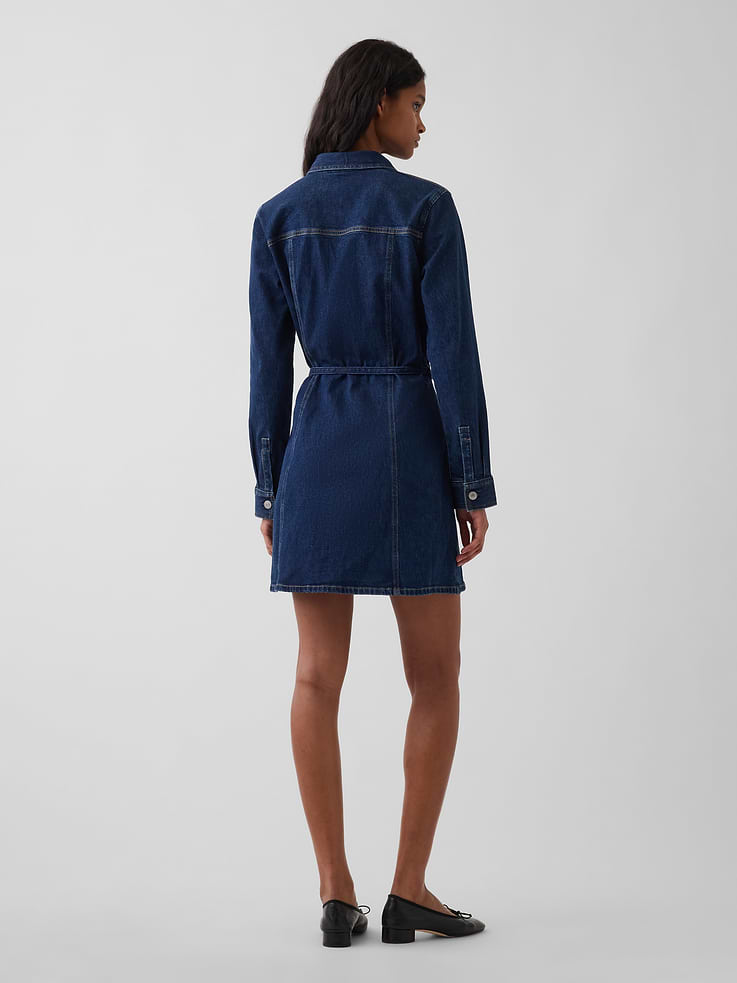 Image number 2 showing, Denim Belted Mini Dress