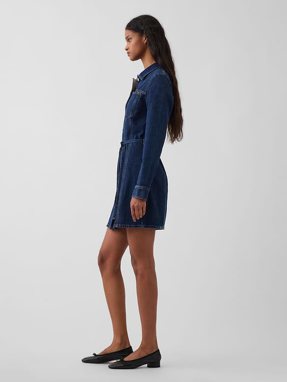 Denim Belted Mini Dress
