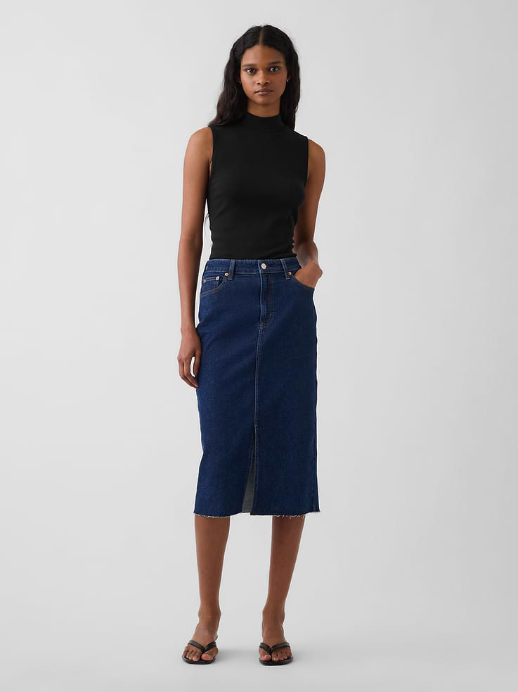 Image number 1 showing, Denim Midi Pencil Skirt