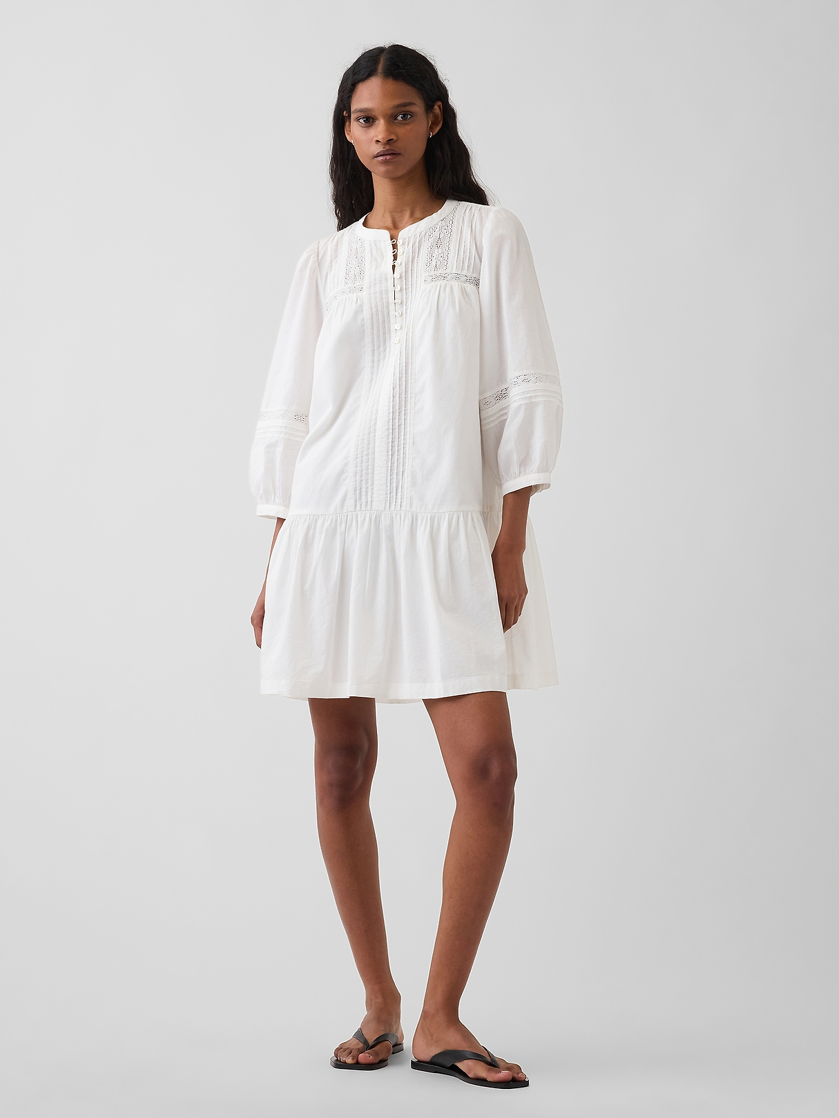 Lace-Trim Drop-Waist Mini Dress | Gap