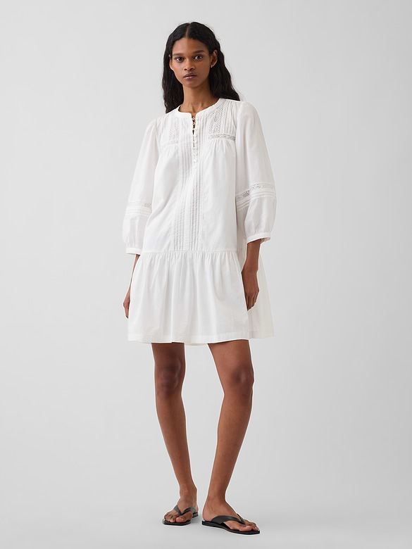 Lace-Trim Drop-Waist Mini Dress