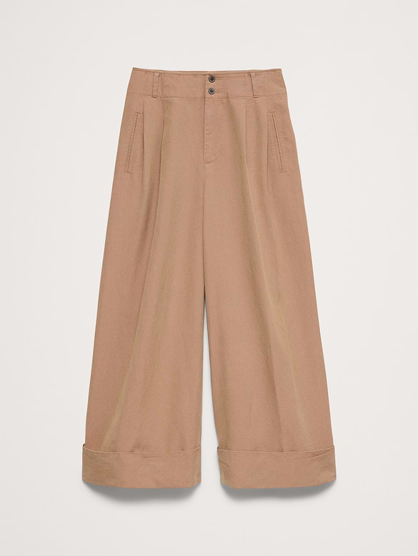 High-Rise Wide-Leg TENCEL™-Cotton-Linen Cropped Pant