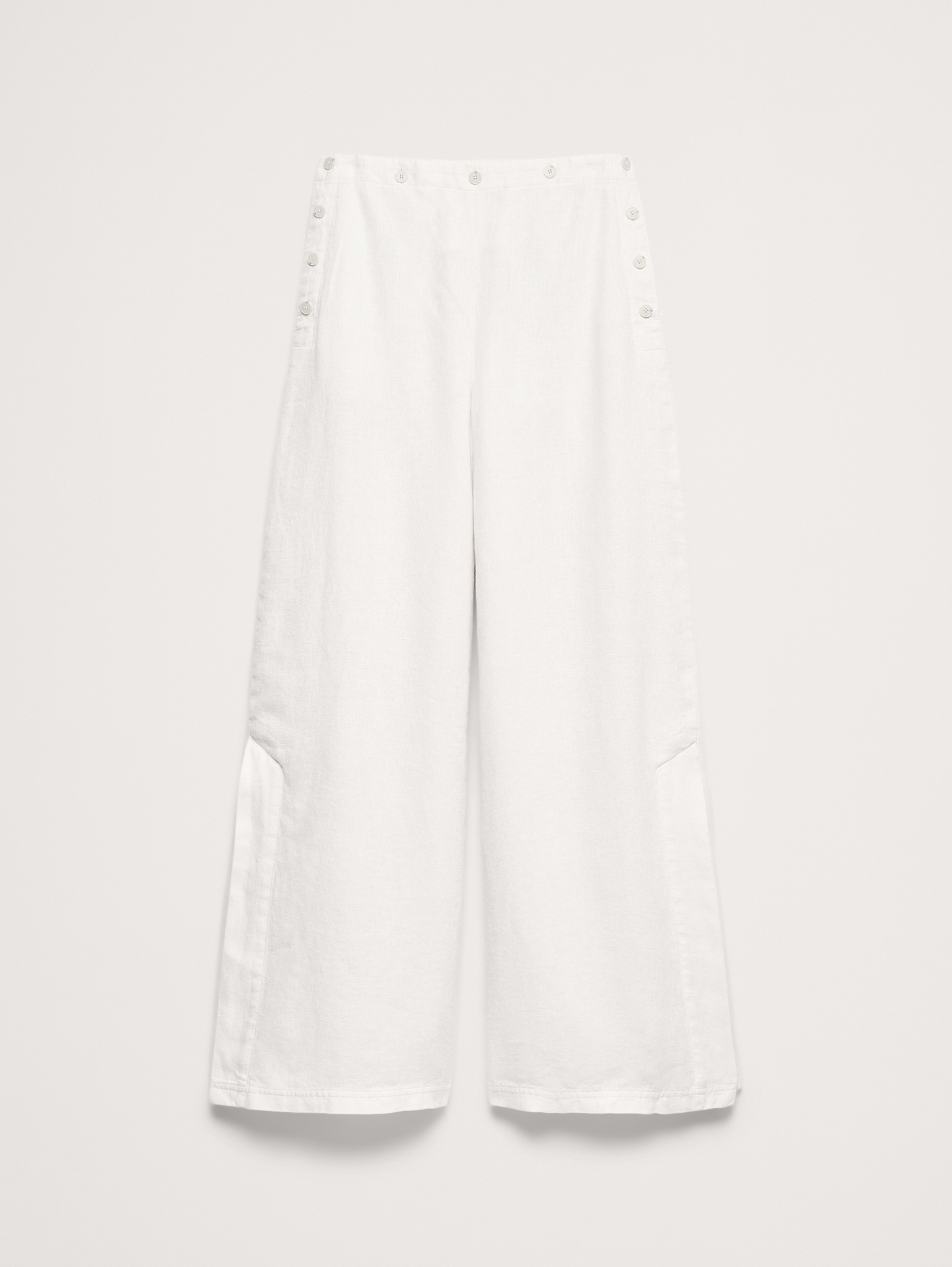 L'image numéro 5 présente Pantalon de marin à taille extensible jambe large et taille haute en lin