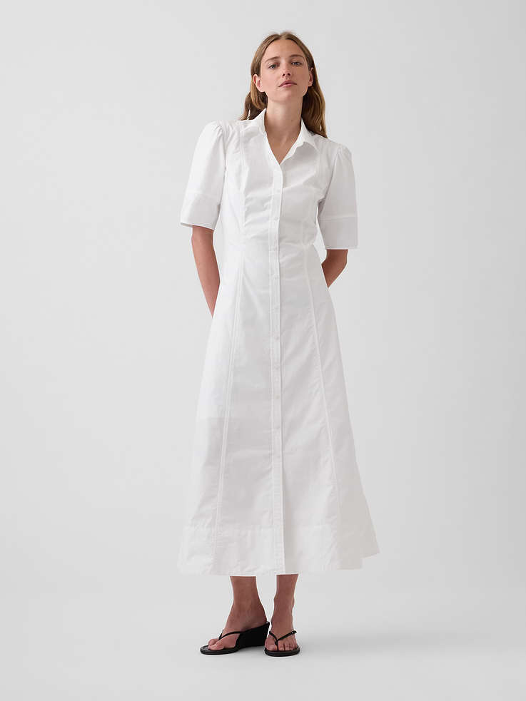 Image number 1 showing, Barrel-Sleeve Maxi Shirtdress