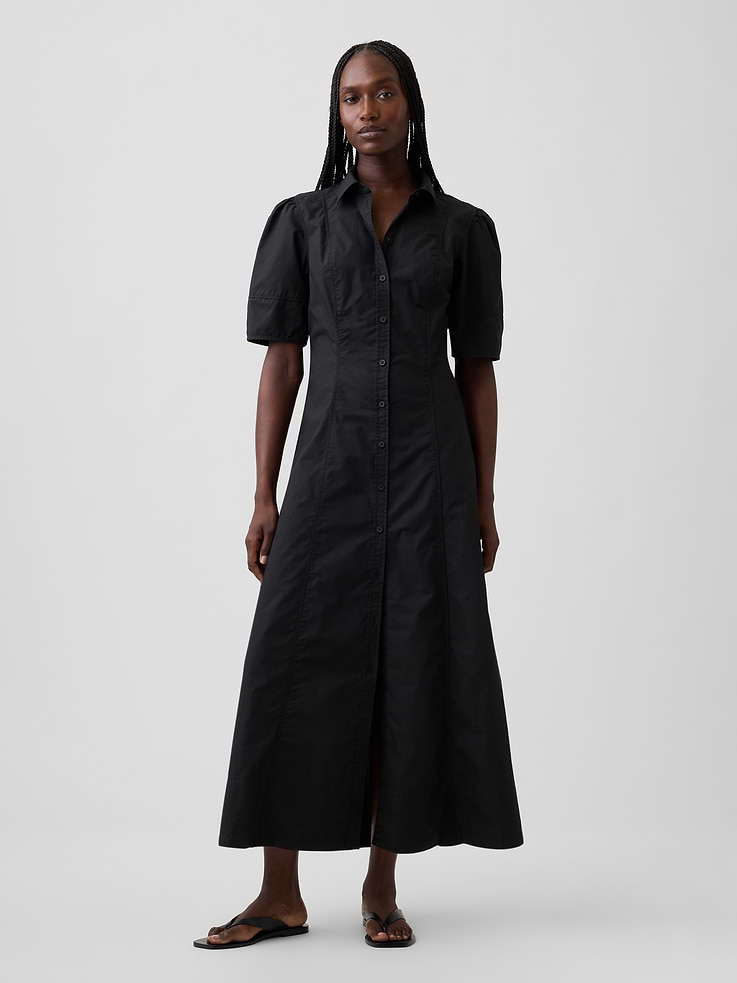Image number 1 showing, Barrel-Sleeve Maxi Shirtdress