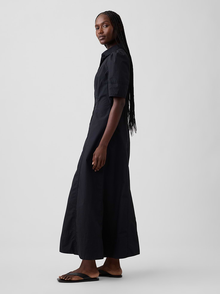 Image number 3 showing, Barrel-Sleeve Maxi Shirtdress