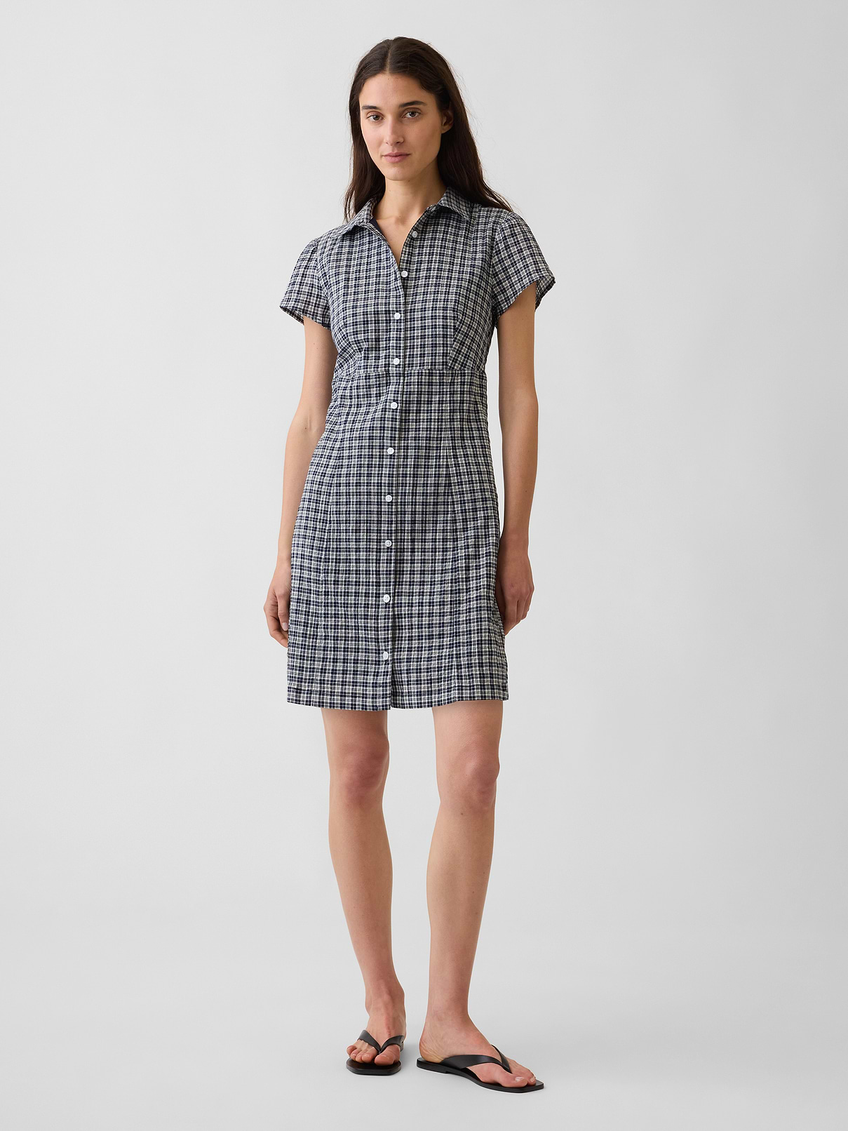 Empire-Waist Mini Shirtdress