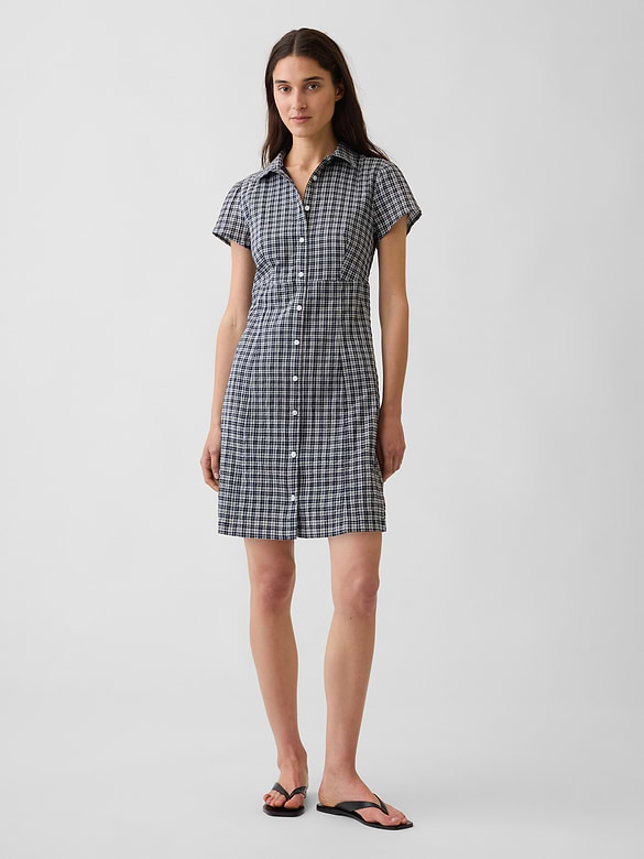 Empire-Waist Mini Shirtdress