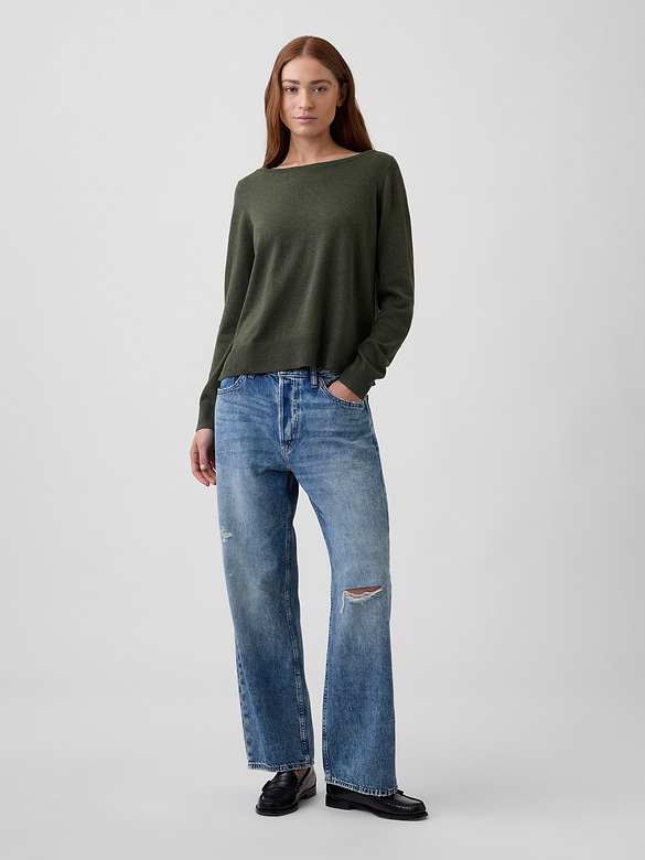 Relaxed Jersey Boatneck Sweater