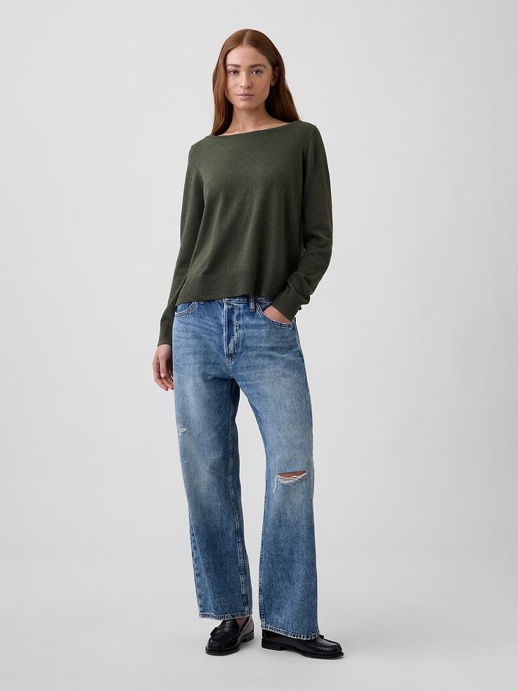 Image number 3 showing, Relaxed Jersey Boatneck Sweater