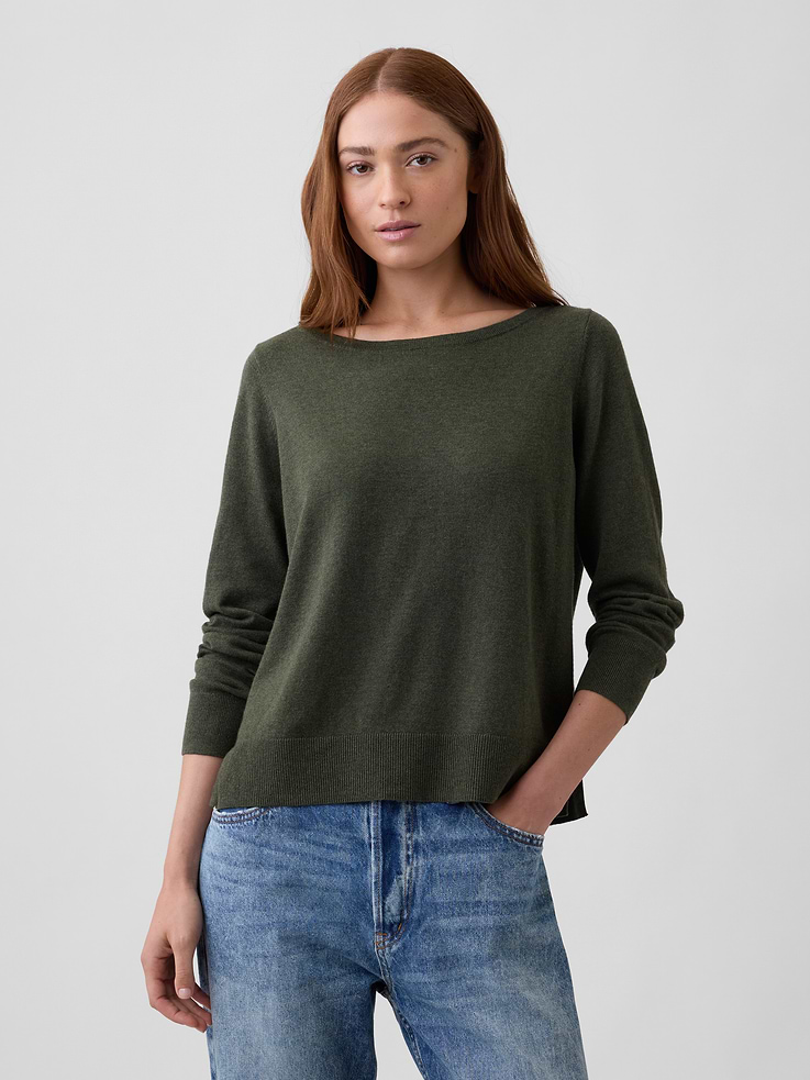 Image number 1 showing, Relaxed Jersey Boatneck Sweater