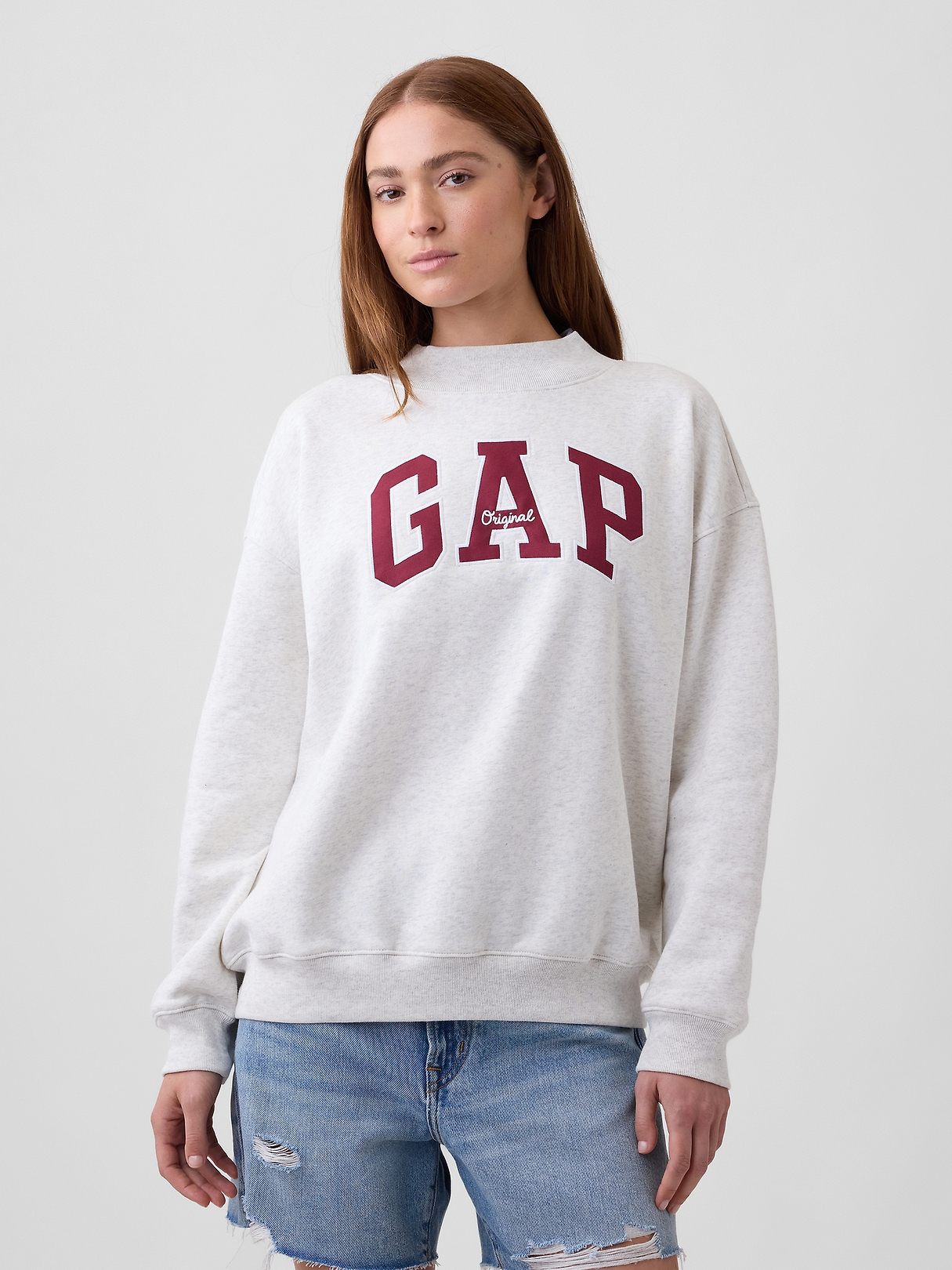 トップス igusa Patch Sweatshirt(GLAY) Oversized Gap Logo Mockneck Tunic Sweatshirt | Gap Factory
