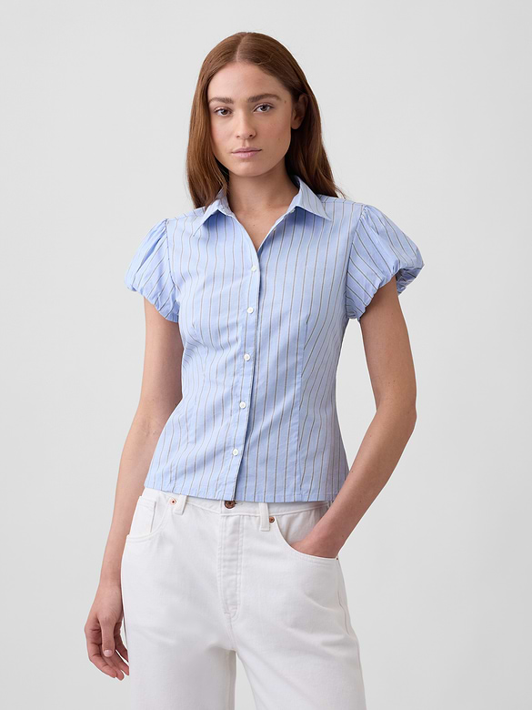 Poplin Puff Sleeve Shirt