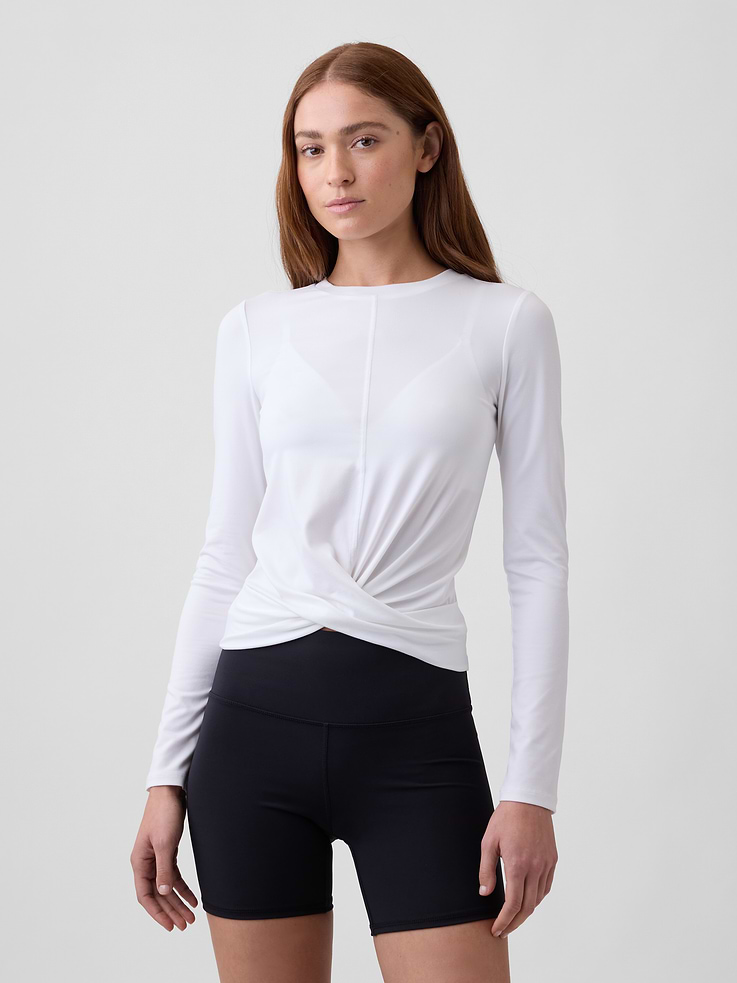 Image number 1 showing, GapFit Brushed Jersey Crossover Top