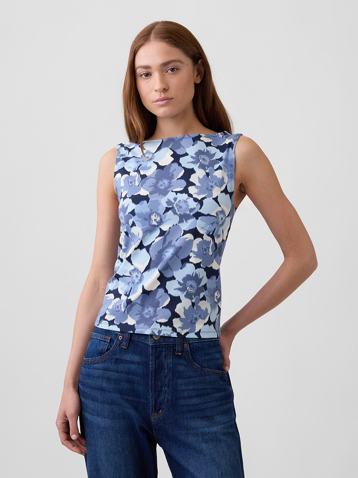 Image number 1 showing, Sleeveless Boatneck Tank Top