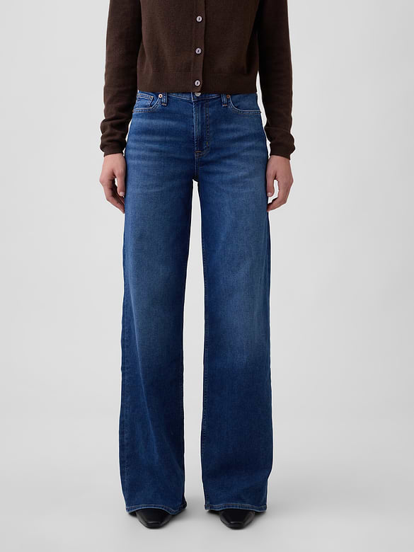 Mid Rise Wide-Leg Sweatpant Jeans