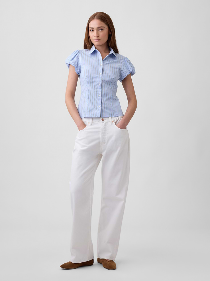 Image number 3 showing, Poplin Puff Sleeve Shirt