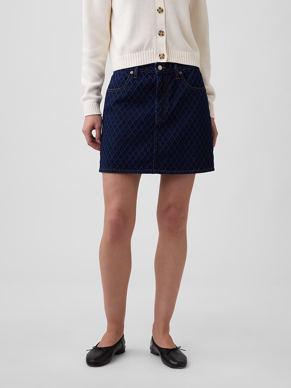 Textured Denim Mini Skirt