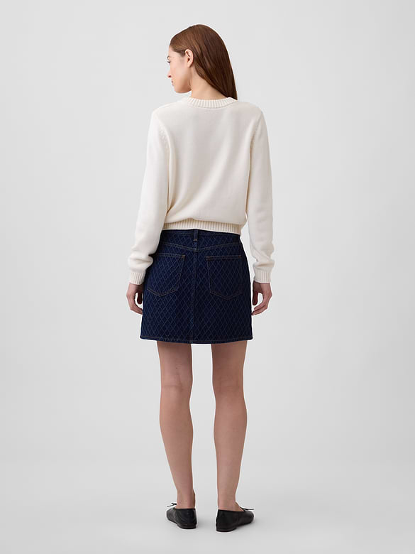 Textured Denim Mini Skirt
