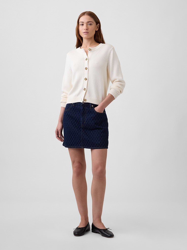 Image number 1 showing, Textured Denim Mini Skirt