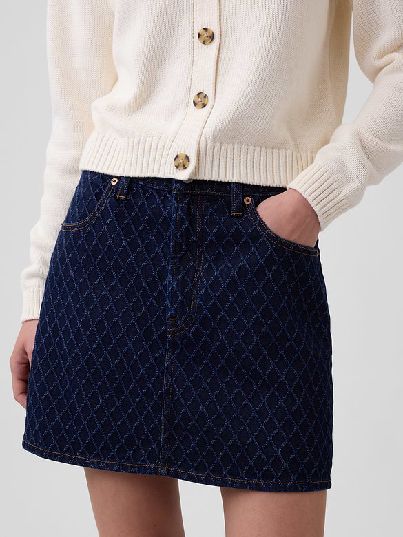 Textured Denim Mini Skirt
