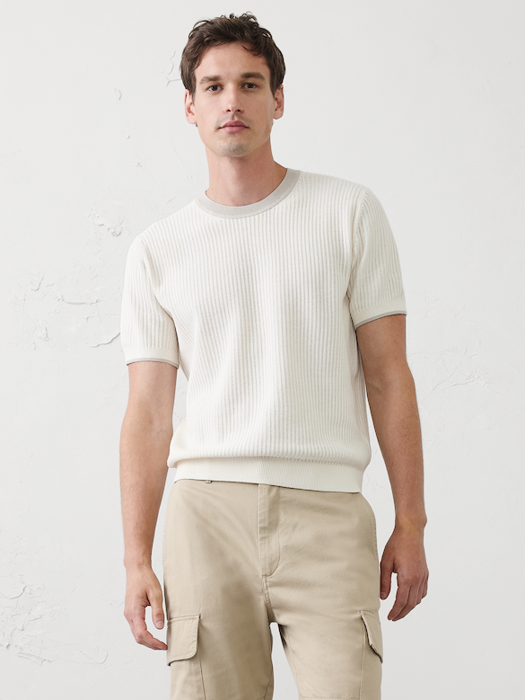 Contrast-Collar Sweater Top