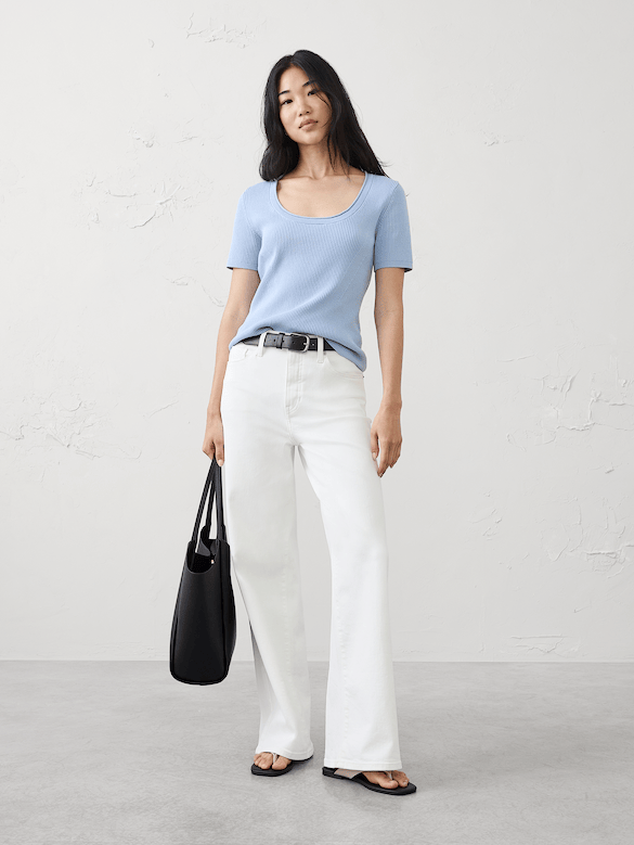 Ribbed Scoop-Neck Sweater
