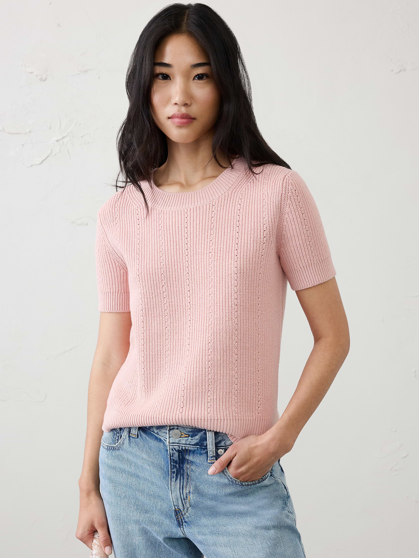Image number 1 showing, Cotton Ribbed Textured Sweater