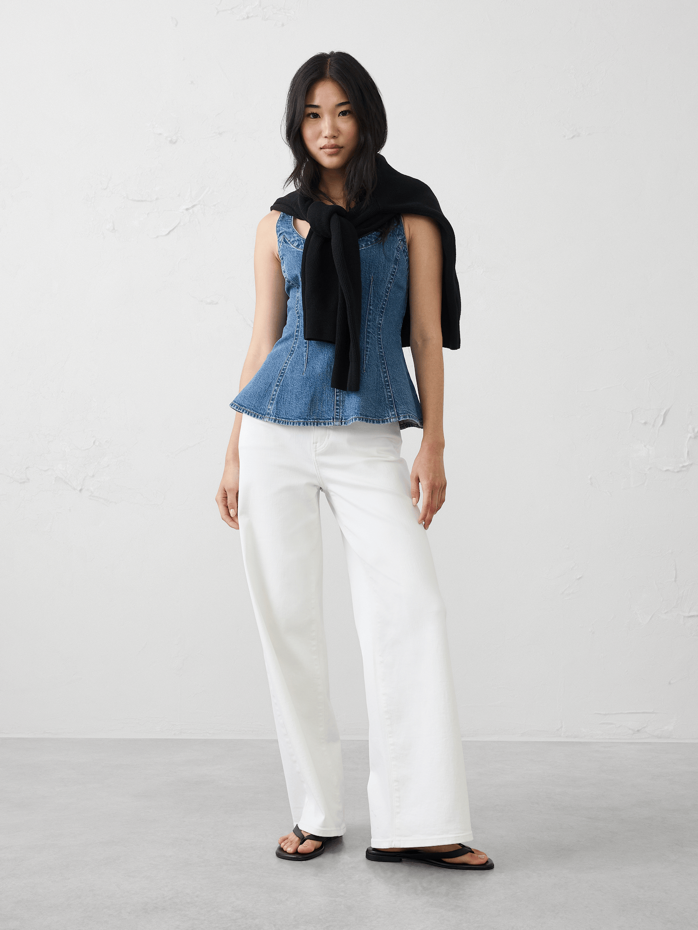 Image number 3 showing, Denim Scoop-Neck Peplum Top