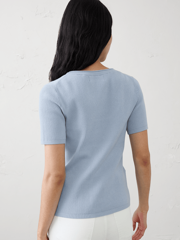 Ribbed Scoop-Neck Sweater