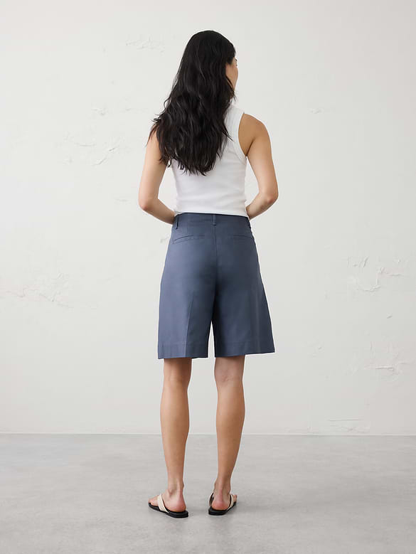 High-Rise Twill Bermuda Short