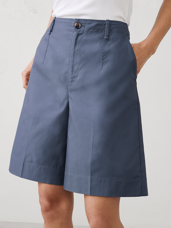 High-Rise Twill Bermuda Short