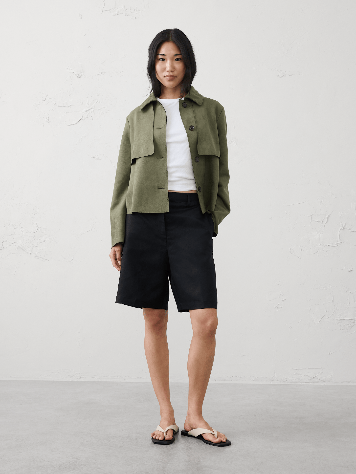 Image number 1 showing, Vegan Suede Short Trench