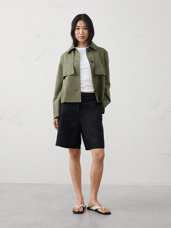 Vegan Suede Short Trench