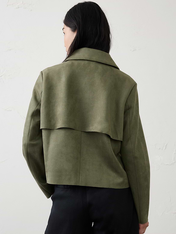 Vegan Suede Short Trench