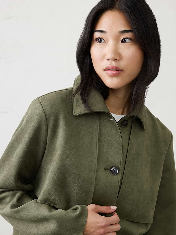 Vegan Suede Short Trench