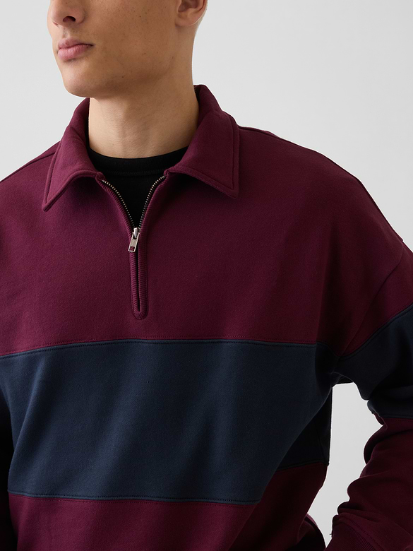 Heavyweight Oversized Stripe Half-Zip Pullover