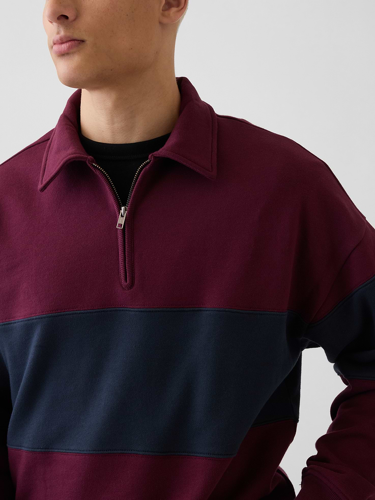 Image number 4 showing, Heavyweight Oversized Stripe Half-Zip Pullover