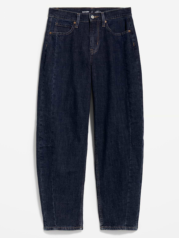 High-Waisted Baggy Barrel Ankle Jeans