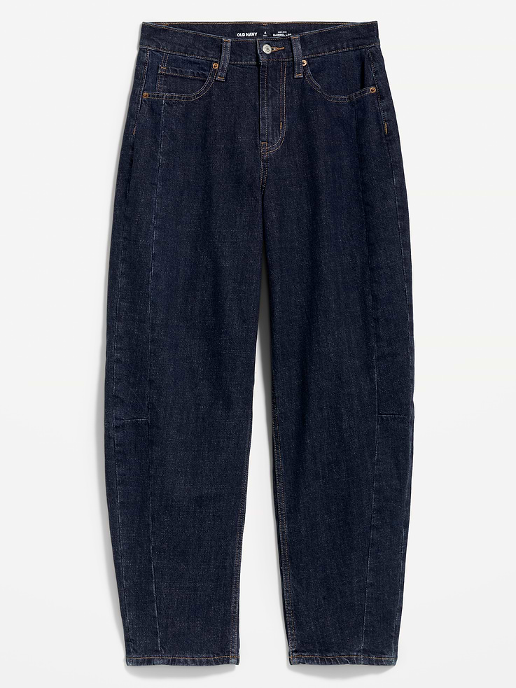 L'image numéro 9 présente Jean coupe baril à taille haute longueur cheville