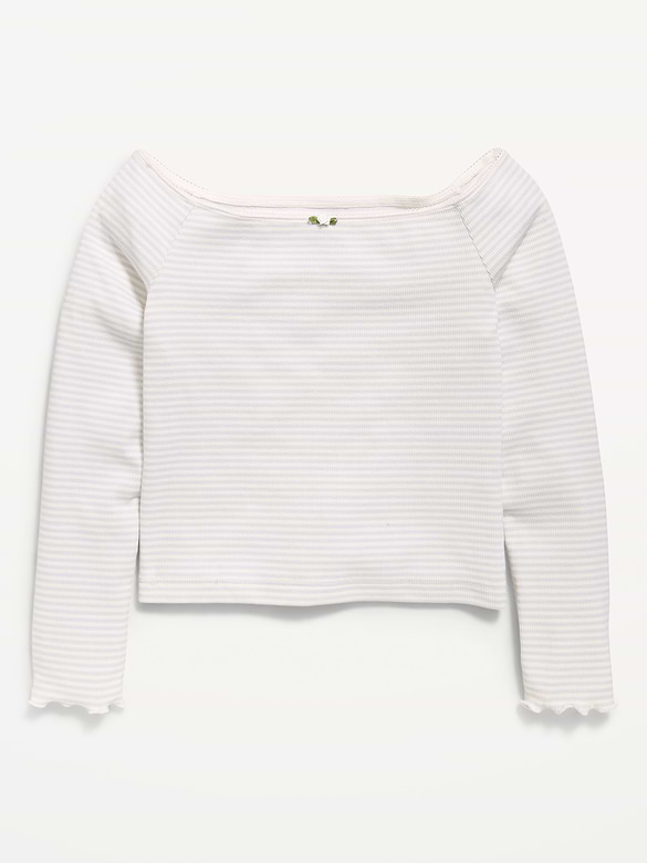Fitted Off-Shoulder Ribbed Top for Girls