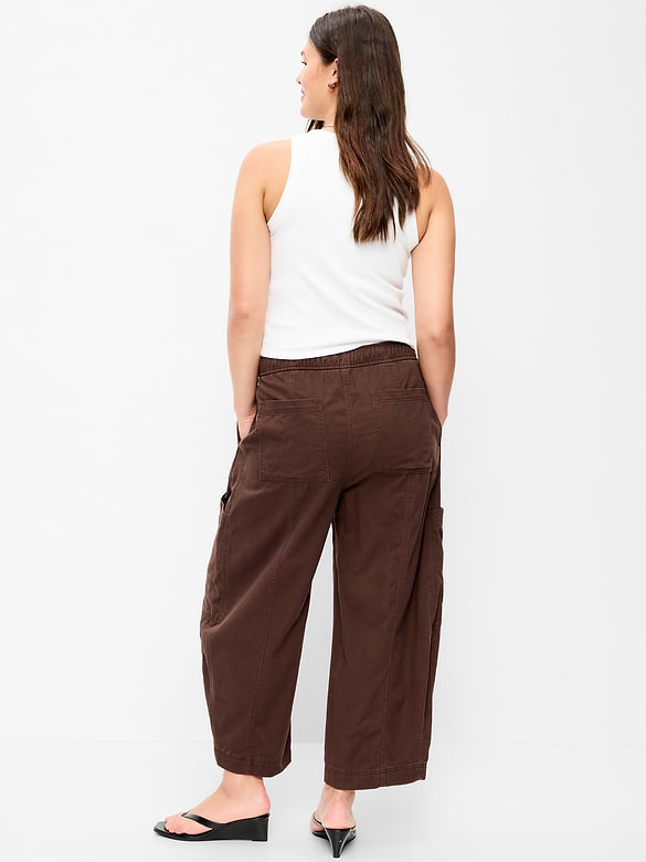 Mid-Rise Barrel-Leg Utility Pants