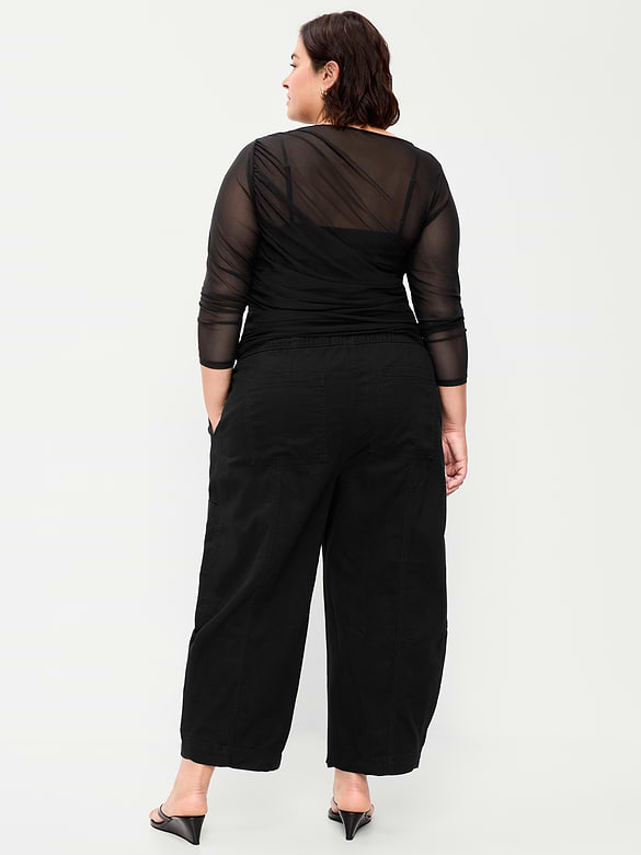 Mid-Rise Barrel-Leg Utility Pants